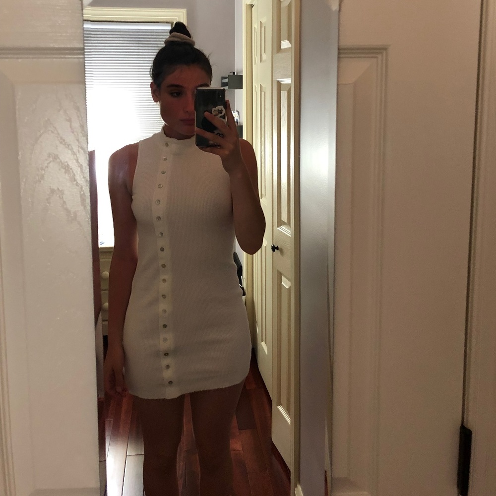 White Knitted/ Ribbed Bodycon Dress